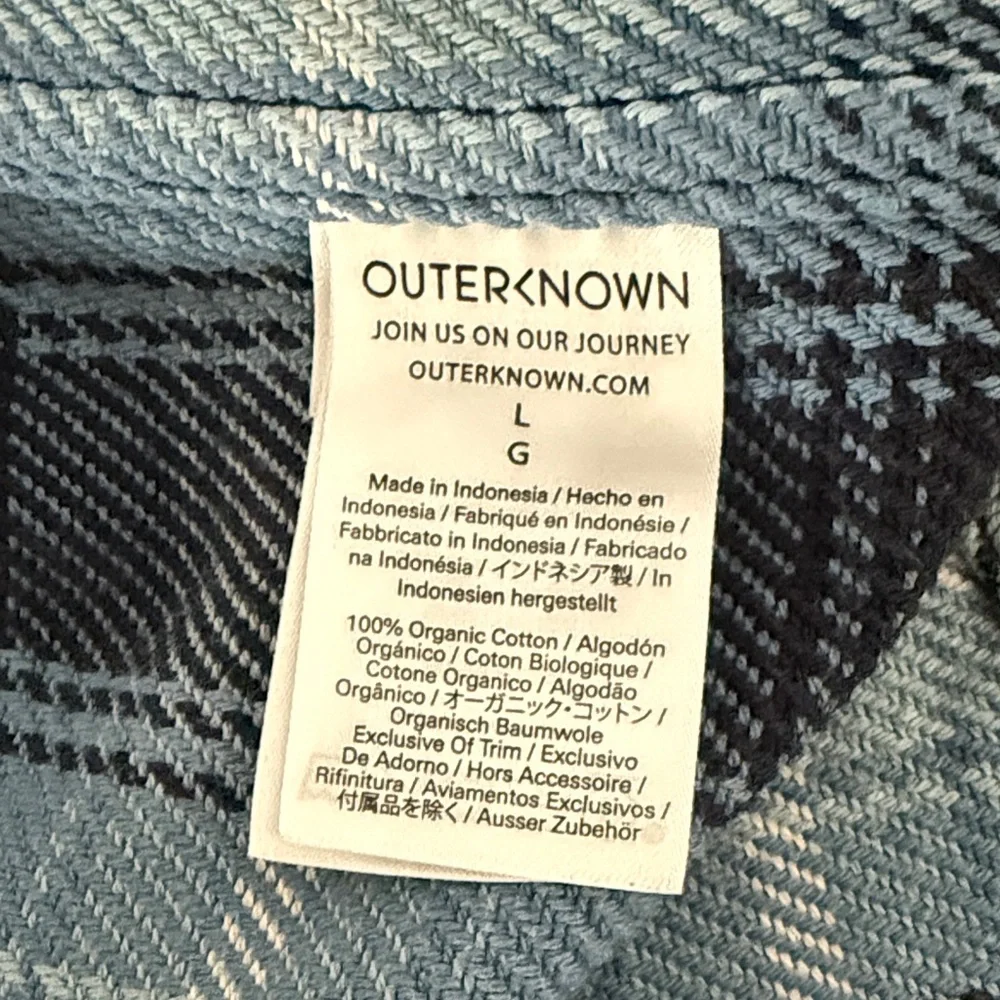 Outerknown Light Blue and Black Plaid Shirt - Picture 4 of 5